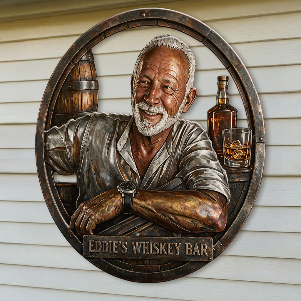 Whiskey Bar Decoration - Personalized Whisky 3D Printed Cut Metal Sign