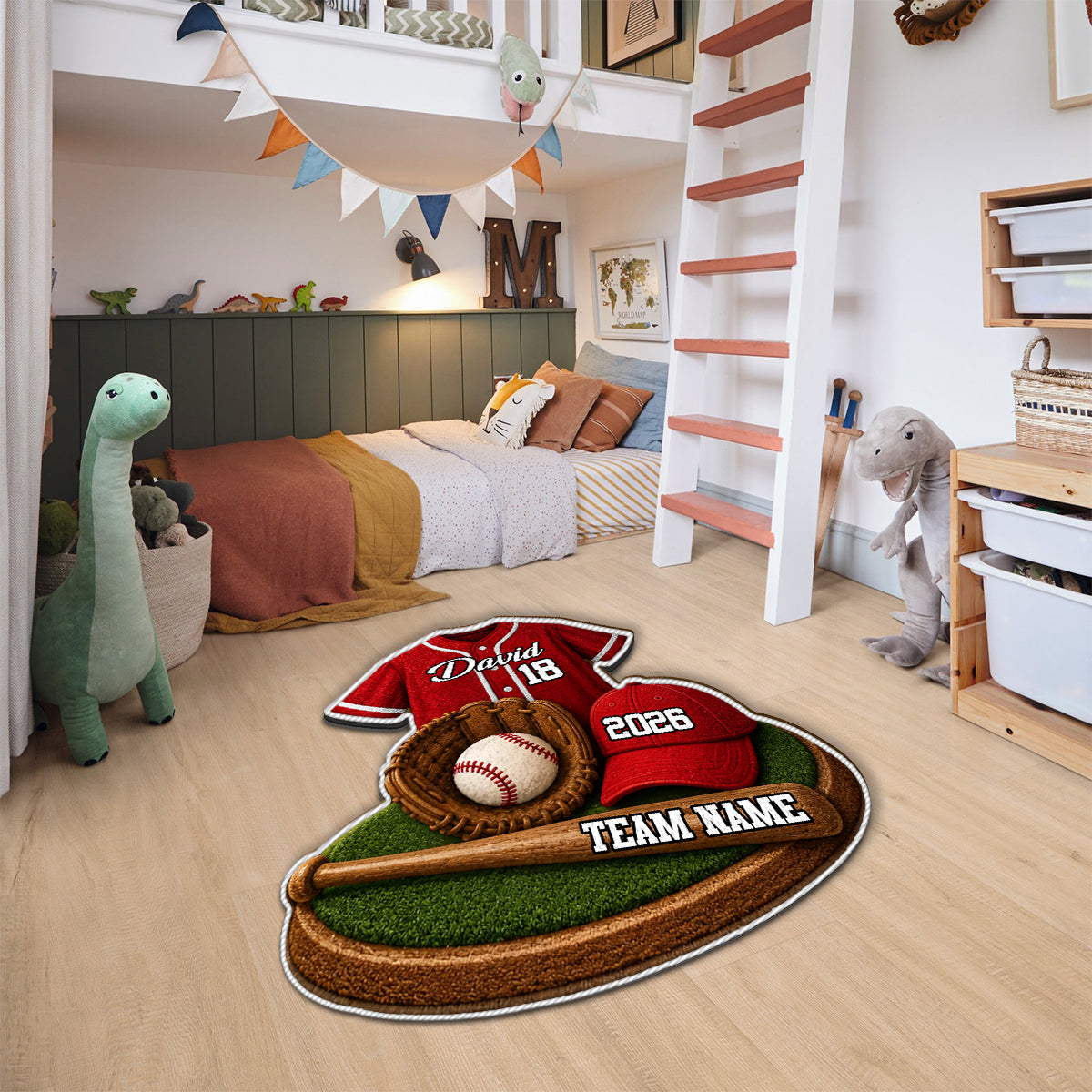 Baseball Player - Personalized Baseball Non-Slip Tufted Rug