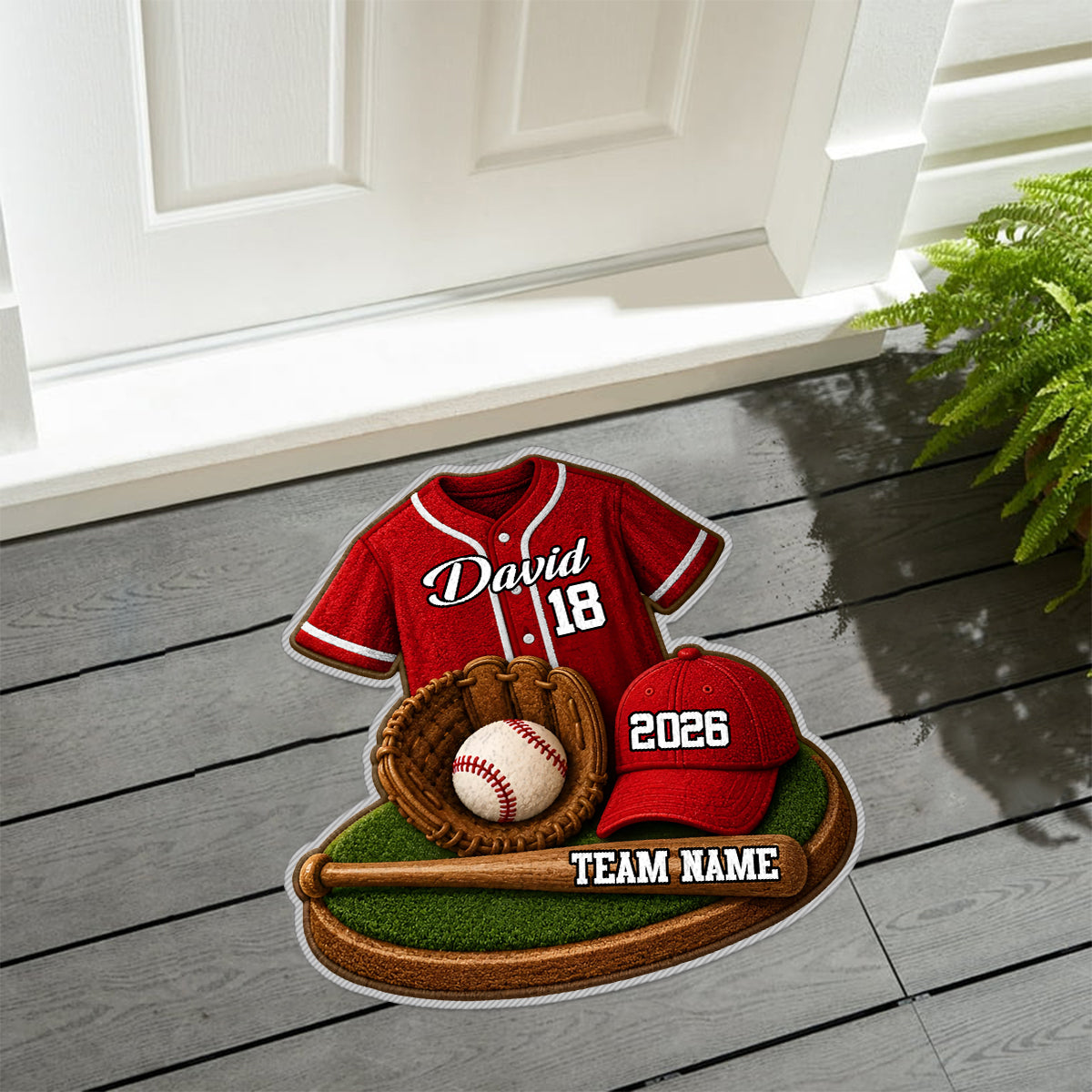 Baseball Player - Personalized Baseball Non-Slip Tufted Rug