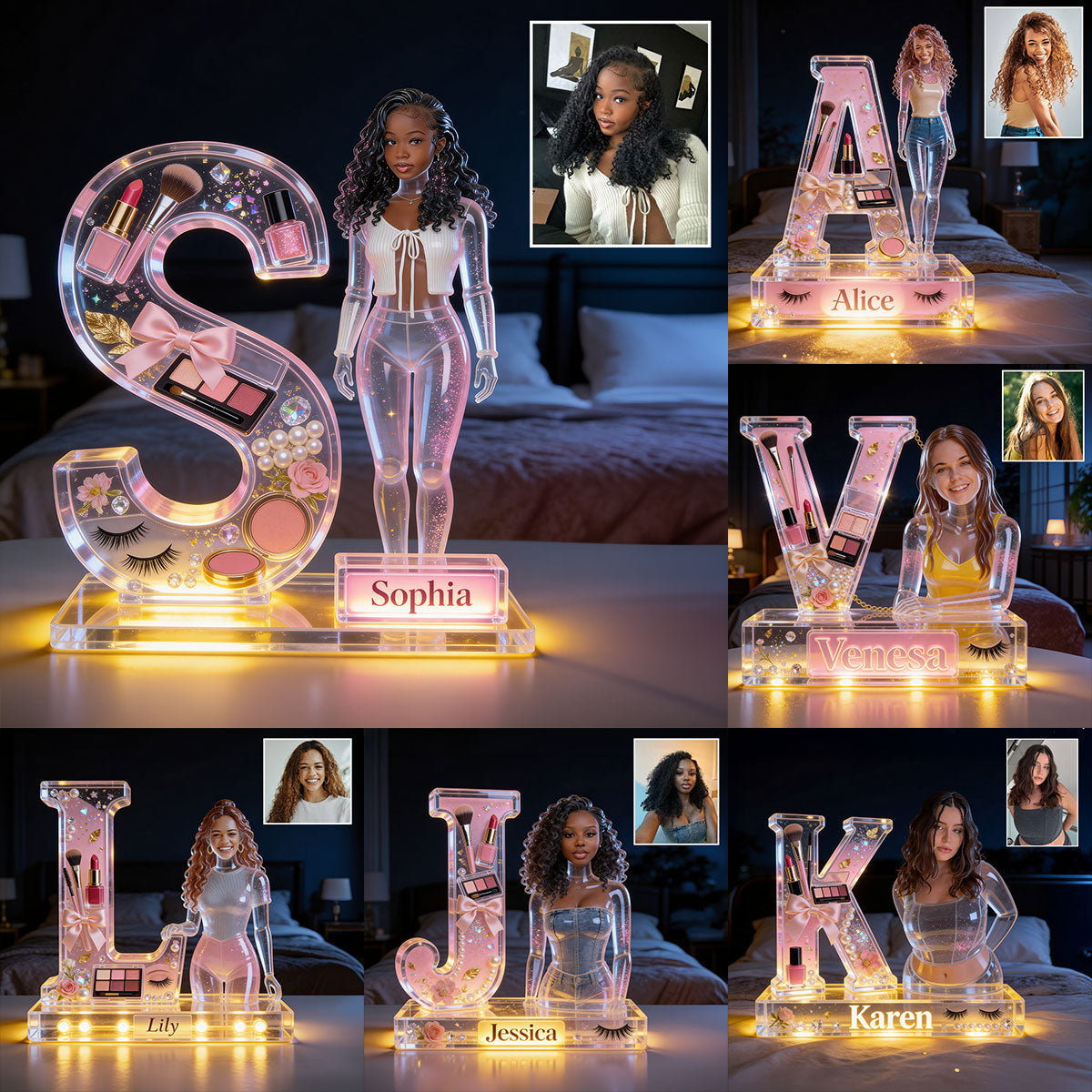 Best Gift for Yourself, Best Gift for Her - Personalized Makeup Acrylic LED Night Light