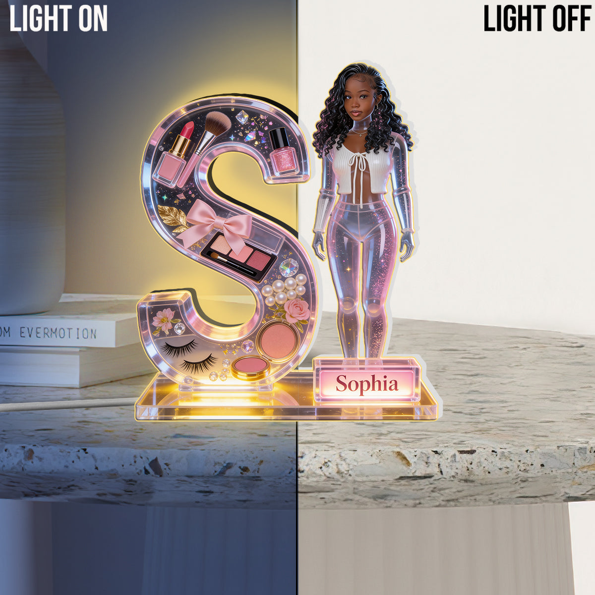 Best Gift for Yourself, Best Gift for Her - Personalized Makeup Acrylic LED Night Light