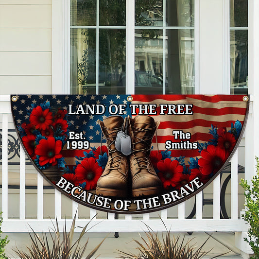 Because Of The Brave - Personalized Veteran Pleated Fan Flag