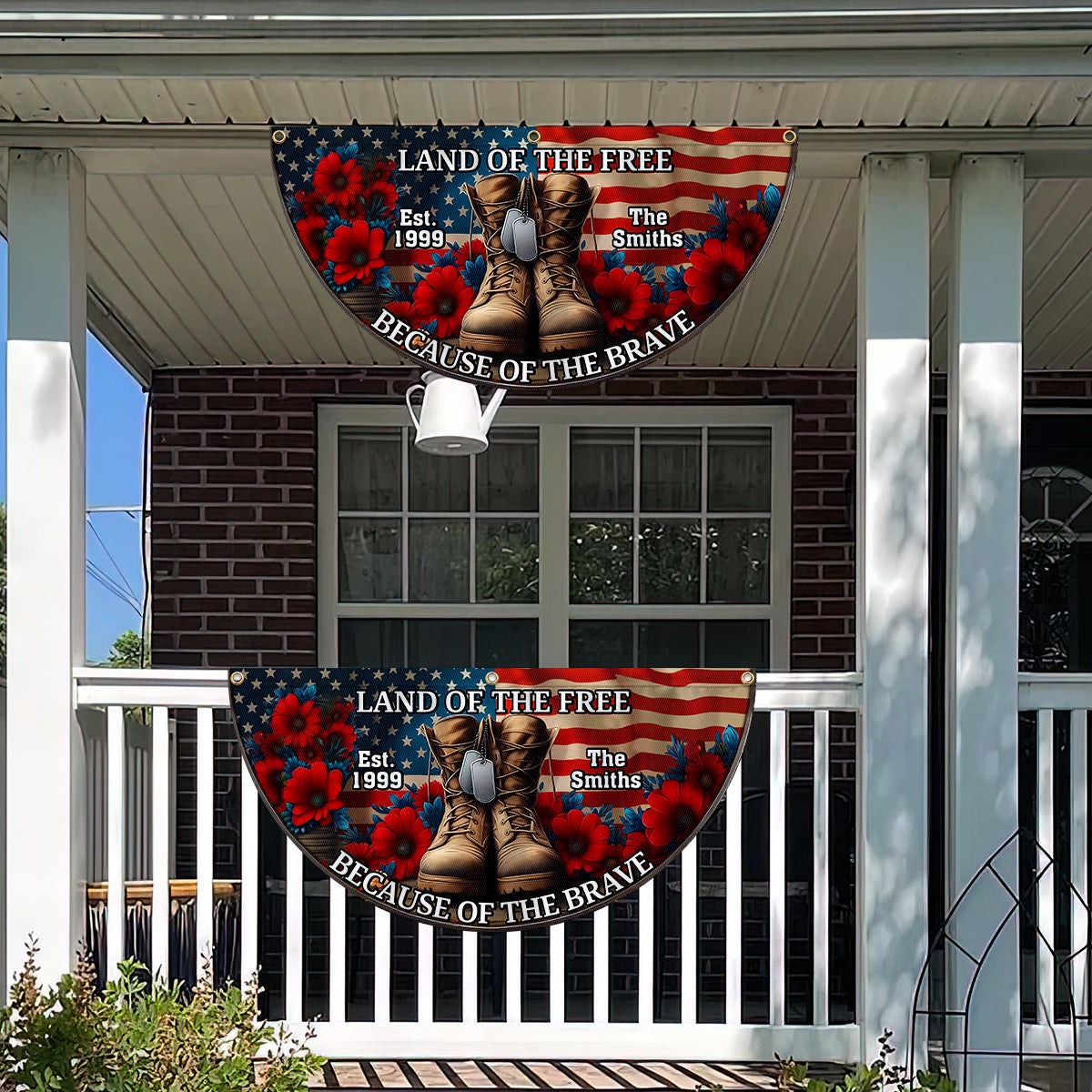 Because Of The Brave - Personalized Veteran Pleated Fan Flag