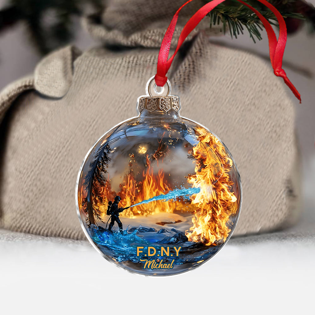 Hero In Action Fire Scene - Personalized Firefighter Ornament