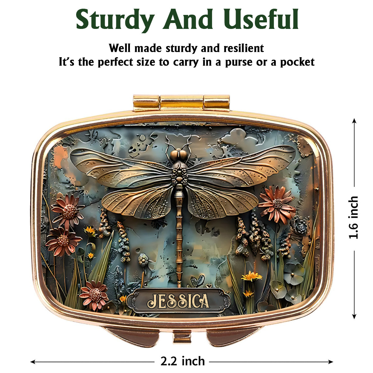 Beautiful Dragonfly, Butterfly/ Hummingbird/ Bee - Personalized Gardening Pill Organizer Box