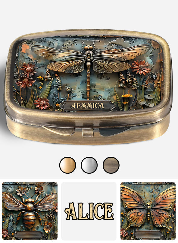 Beautiful Dragonfly, Butterfly/ Hummingbird/ Bee - Personalized Gardening Pill Organizer Box