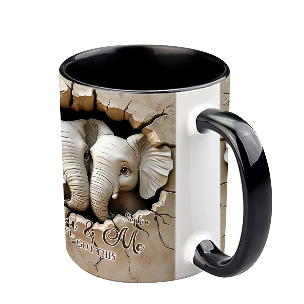 You & Me We Got This - Personalized Elephant Accent Mug