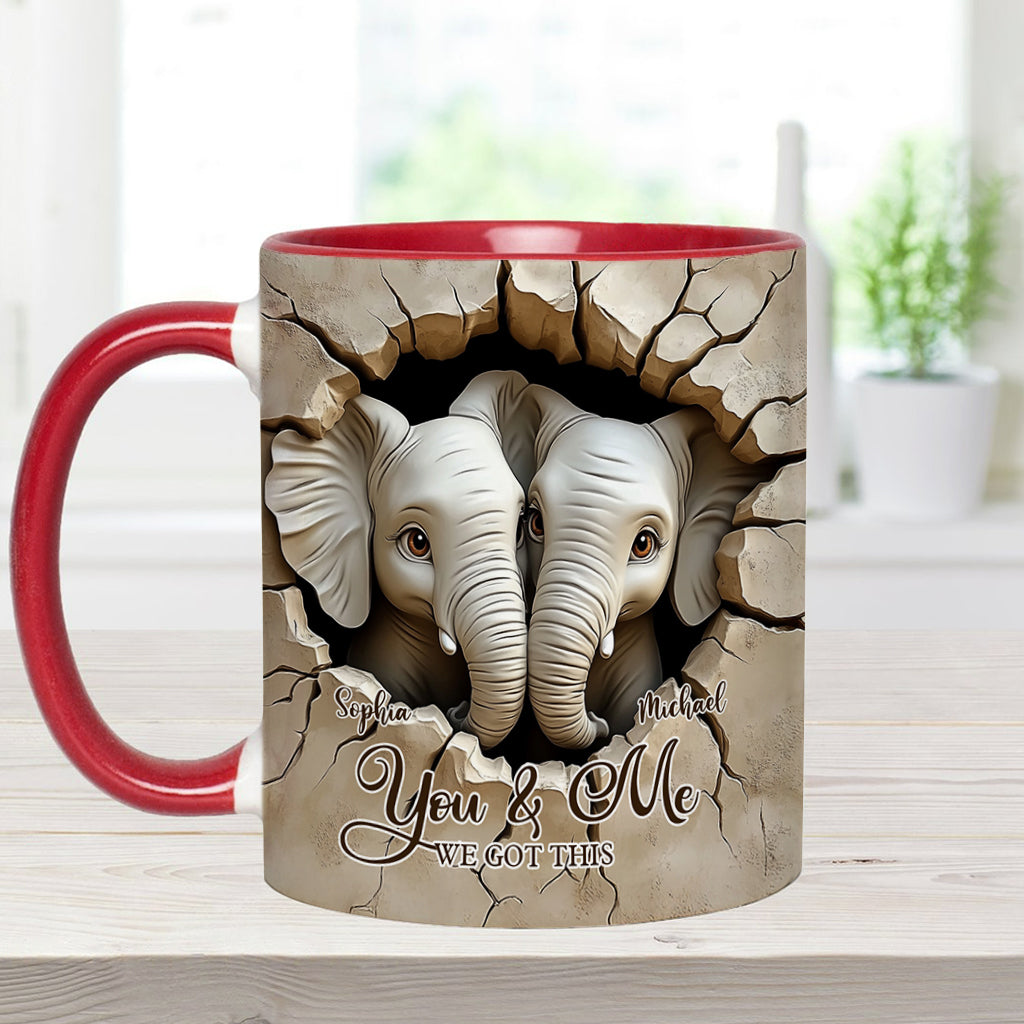 You & Me We Got This - Personalized Elephant Accent Mug