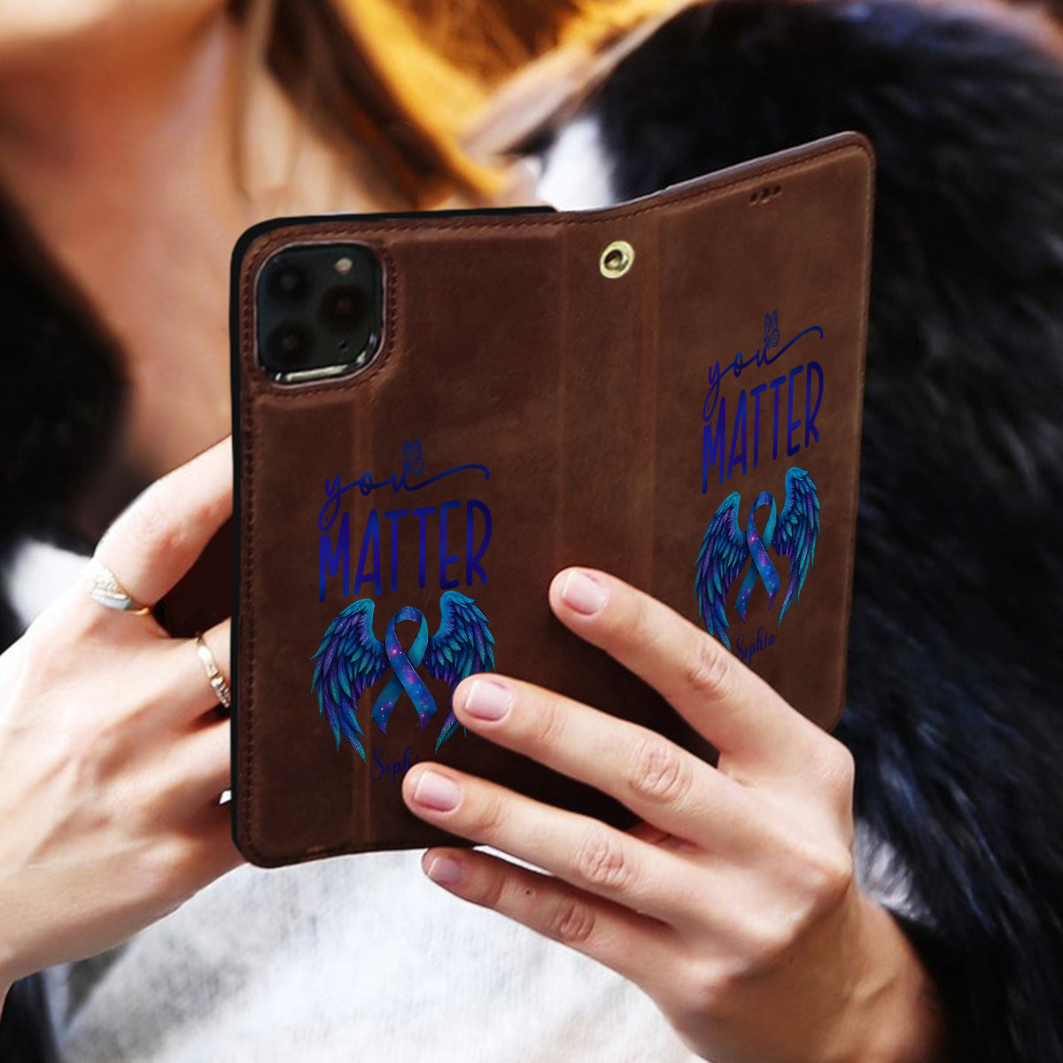 You Matter - Personalized Suicide Prevention Wallet Phone Case With Strap