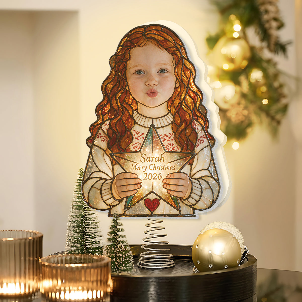 Any Photo - 1st Christmas - Personalized Kid LED Light Tree Topper