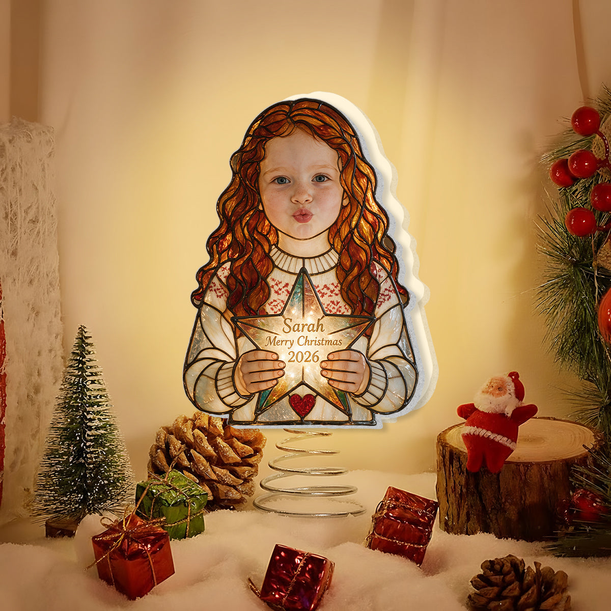 Any Photo - 1st Christmas - Personalized Kid LED Light Tree Topper