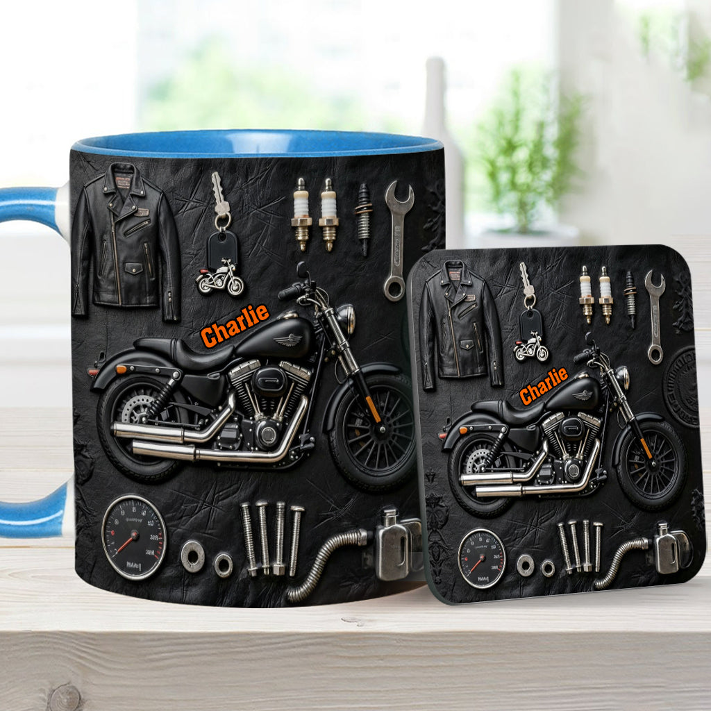 Motorcycle - Personalized Biker Accent Mug & Coaster