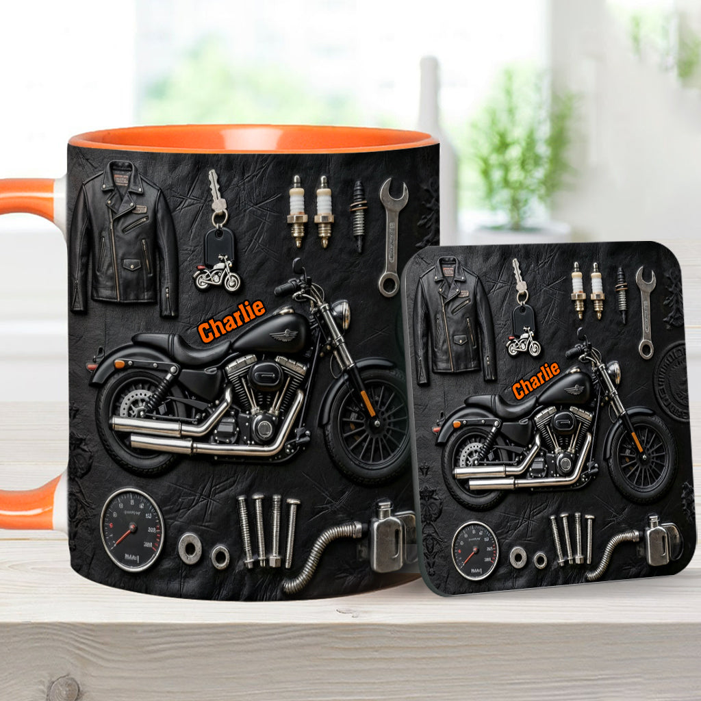 Motorcycle - Personalized Biker Accent Mug & Coaster