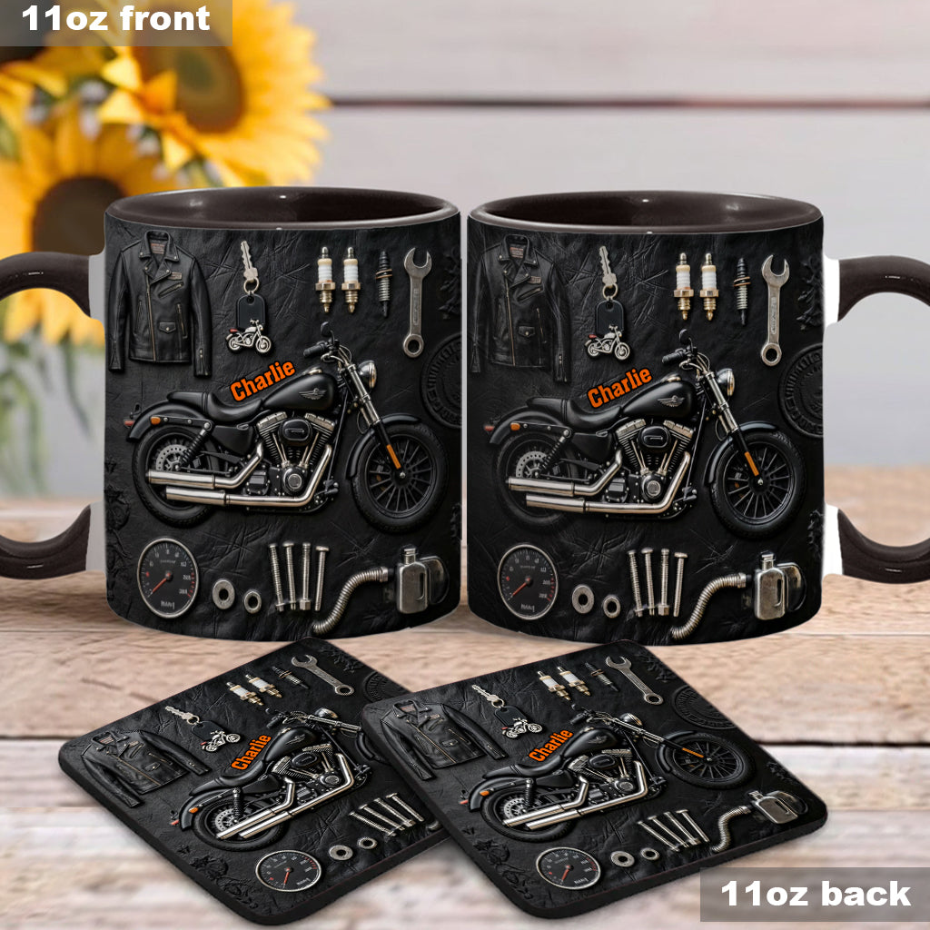 Motorcycle - Personalized Biker Accent Mug & Coaster