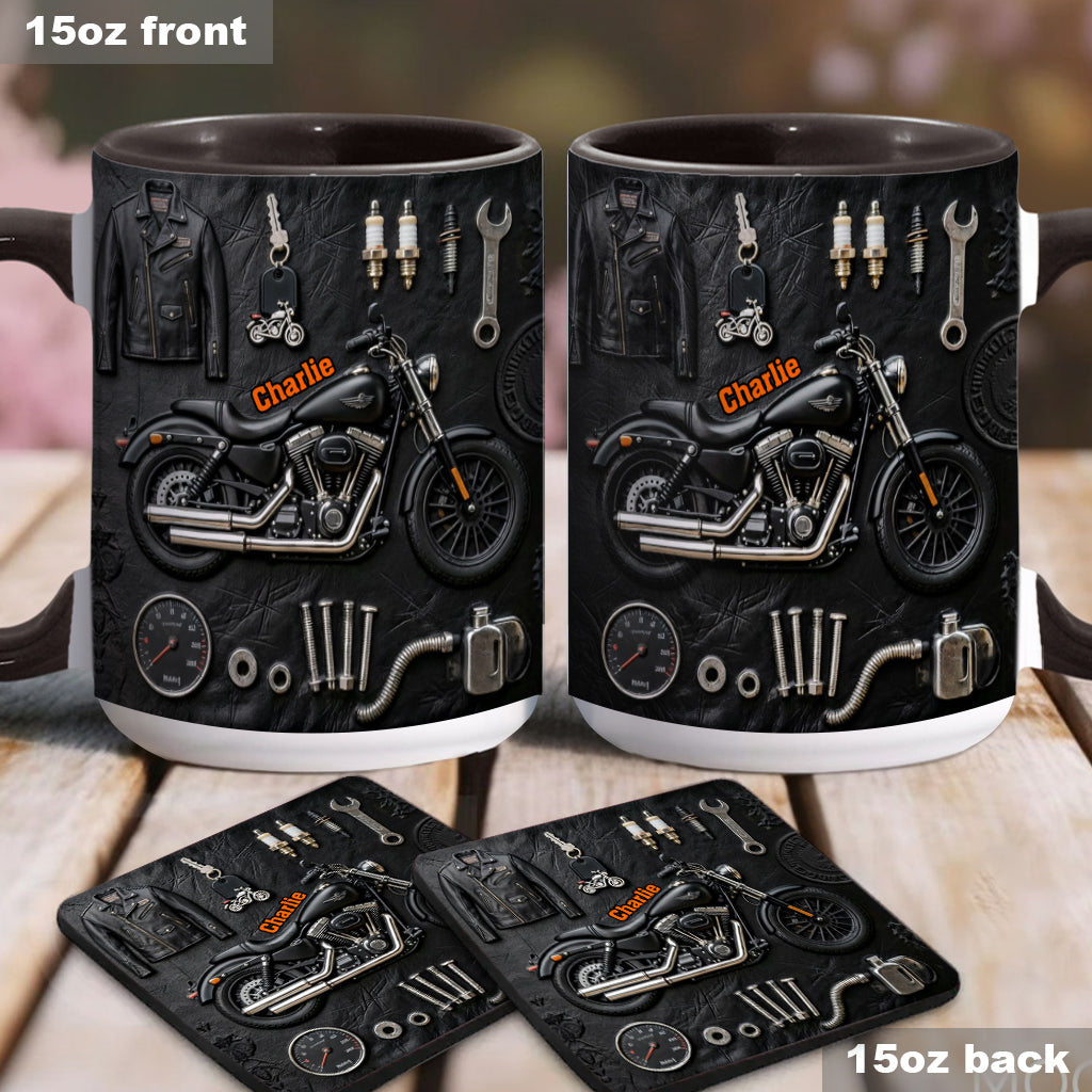 Motorcycle - Personalized Biker Accent Mug & Coaster
