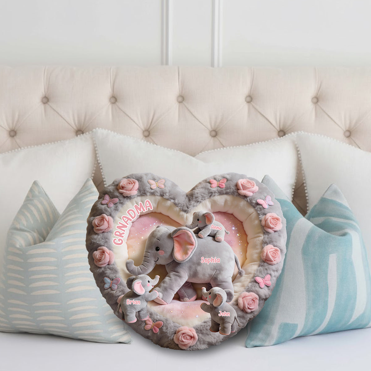 Nana Elephant Gift For Mom, Grandma - Personalized Grandma Faux Fur Shaped Pillow