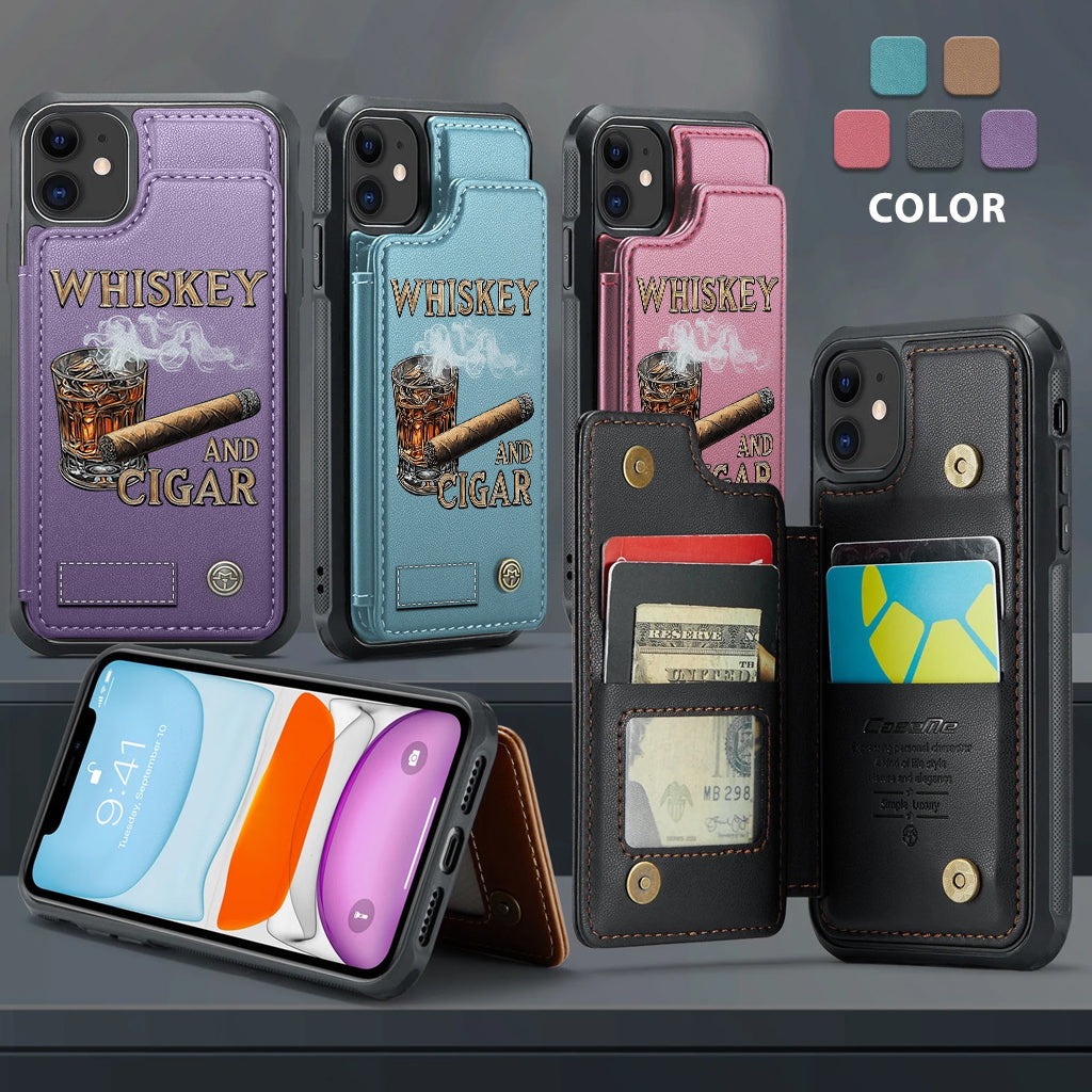 Whiskey And Cigar - Personalized Whisky Wallet Phone Case