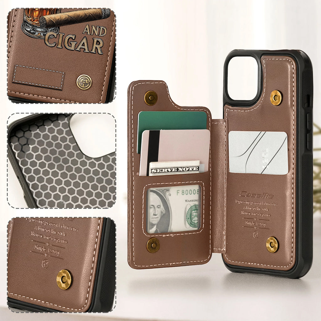 Whiskey And Cigar - Personalized Whisky Wallet Phone Case