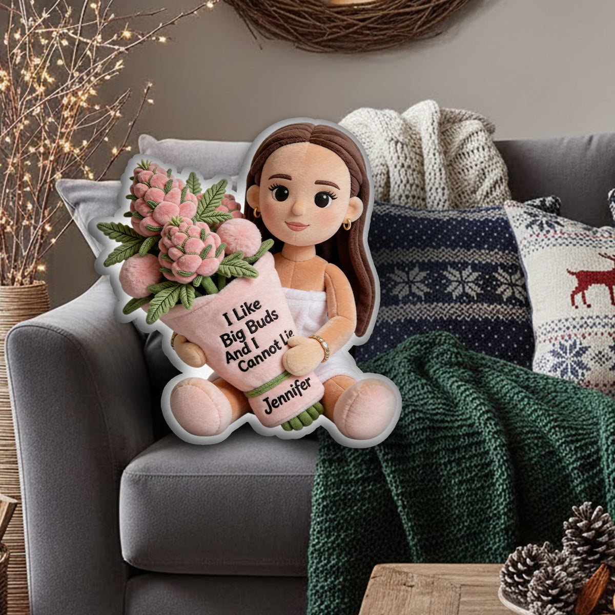 Funny Weed - Personalized Weed Faux Fur Shaped Pillow