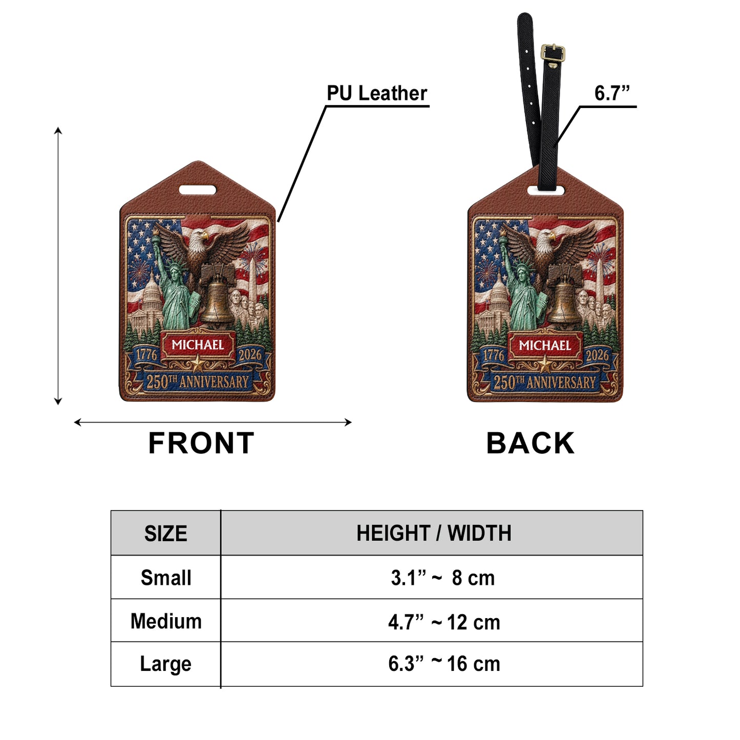 250th Anniversary - Personalized Independence Day/ 4th of July Passport Holder & Luggage Tag Set