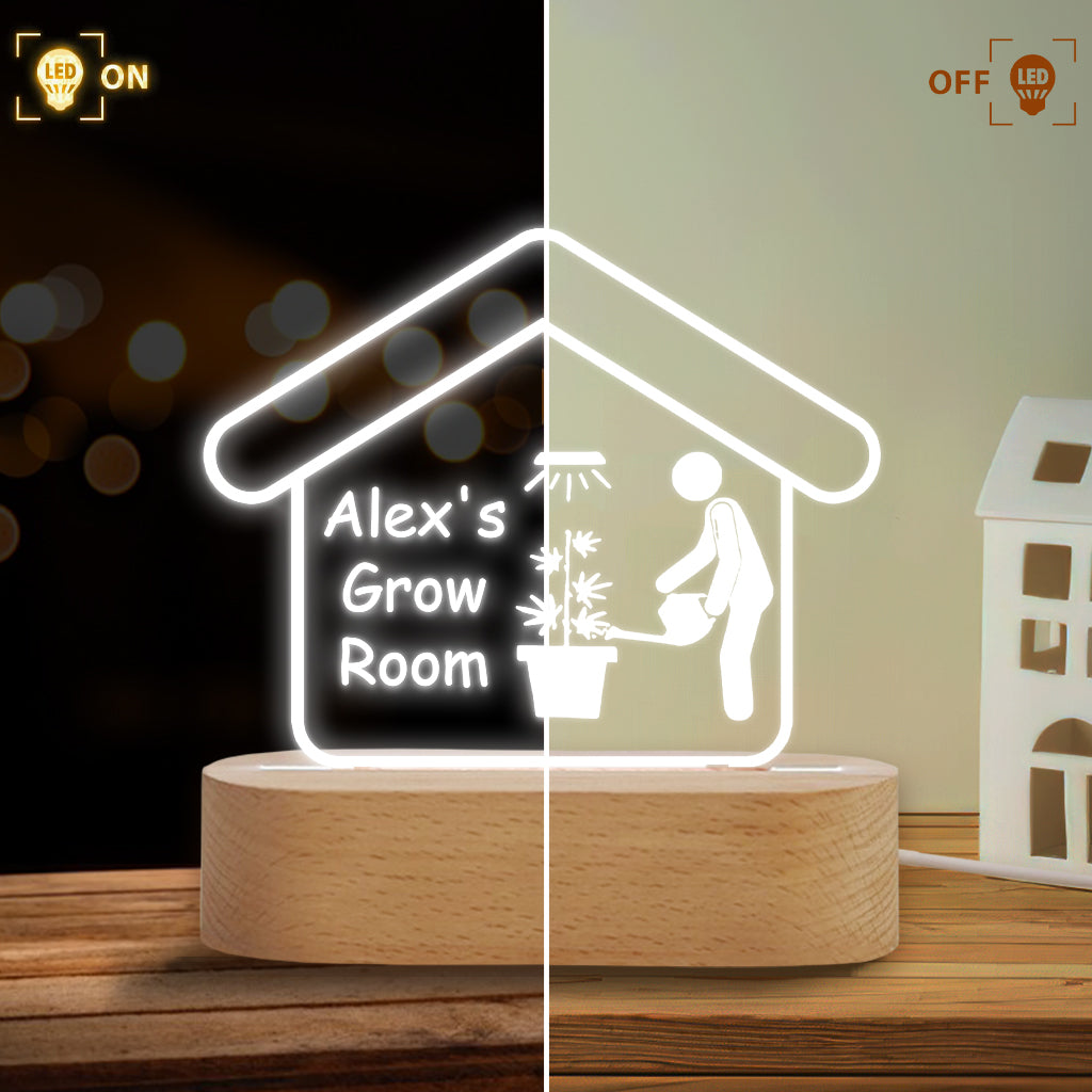 Grow Room - Personalized Weed Shaped Plaque Light Base