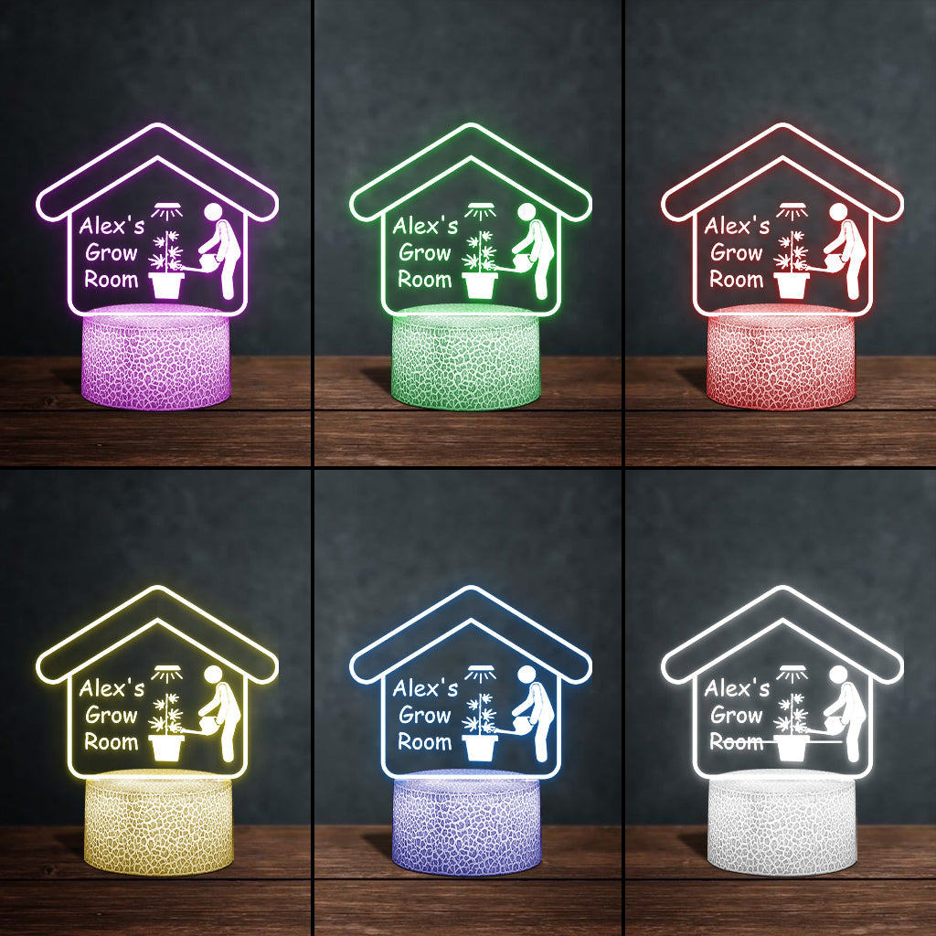 Grow Room - Personalized Weed Shaped Plaque Light Base