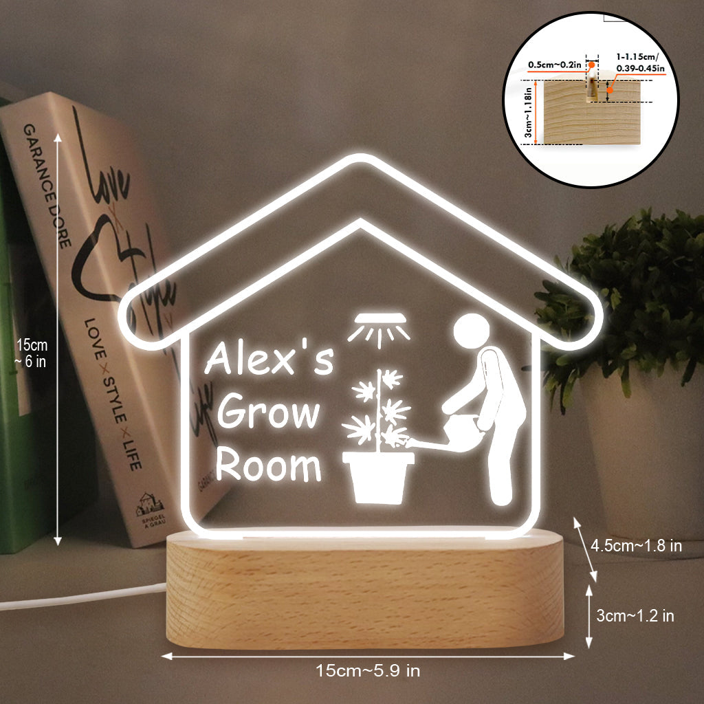 Grow Room - Personalized Weed Shaped Plaque Light Base