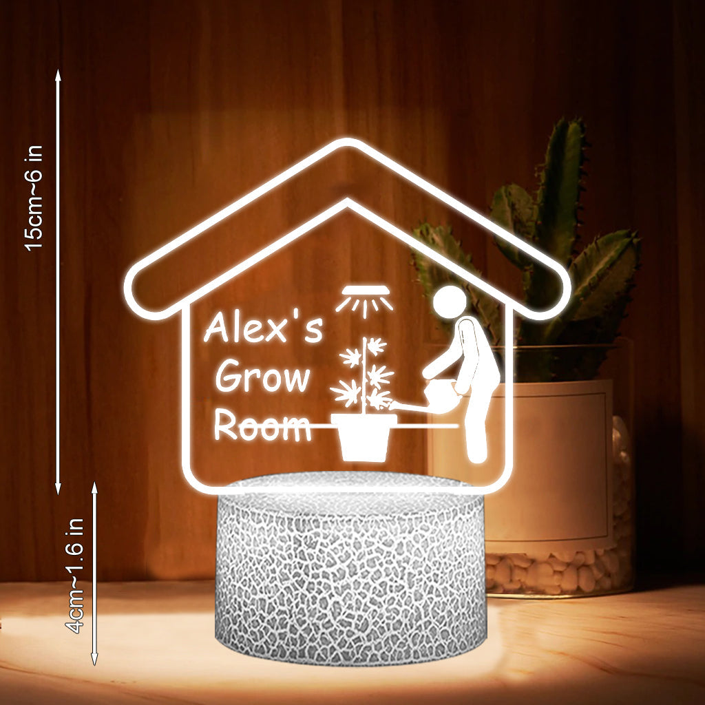 Grow Room - Personalized Weed Shaped Plaque Light Base