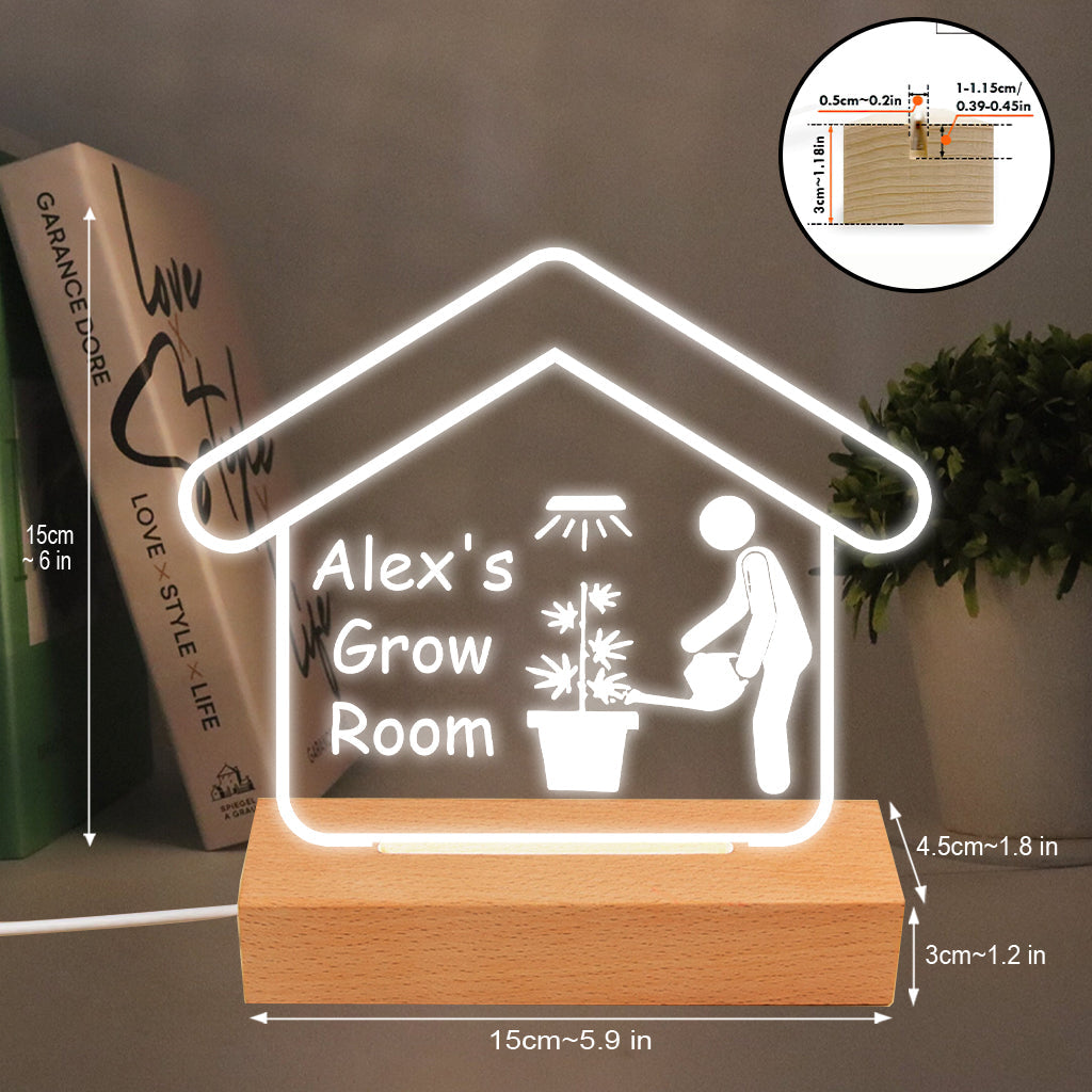 Grow Room - Personalized Weed Shaped Plaque Light Base