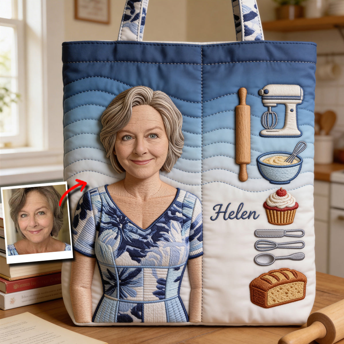 Custom Any Photo Baking Lovers - Personalized Baking Quilted Tote Bag
