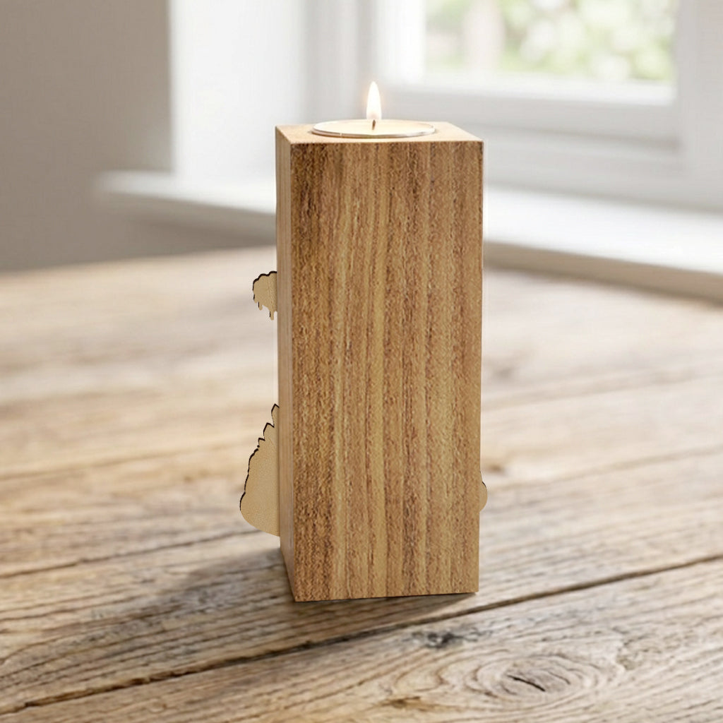 Midnight Enchantress - Personalized Witch Custom Shape Wooden Candle Holder