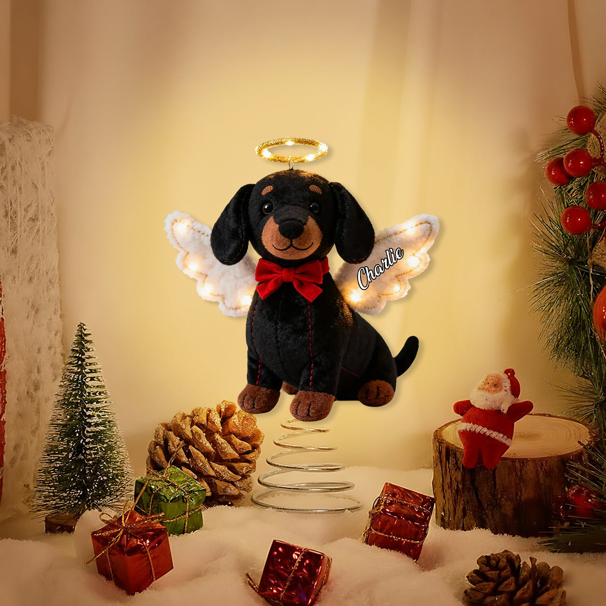 Merry Christmas - Personalized Dog LED Light Tree Topper