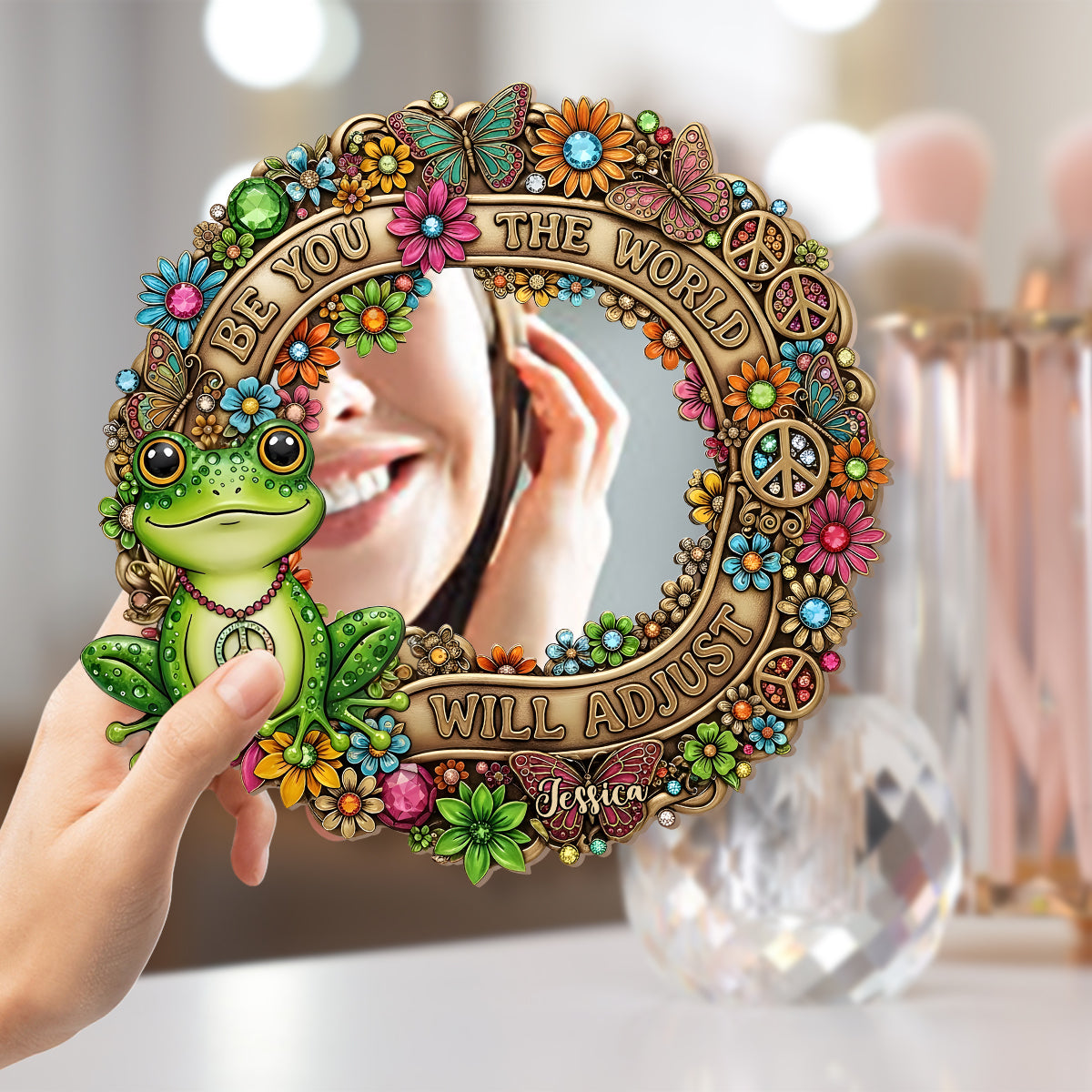 Be You The World Will Adjust - Personalized Hippie Wall Hanging Mirror