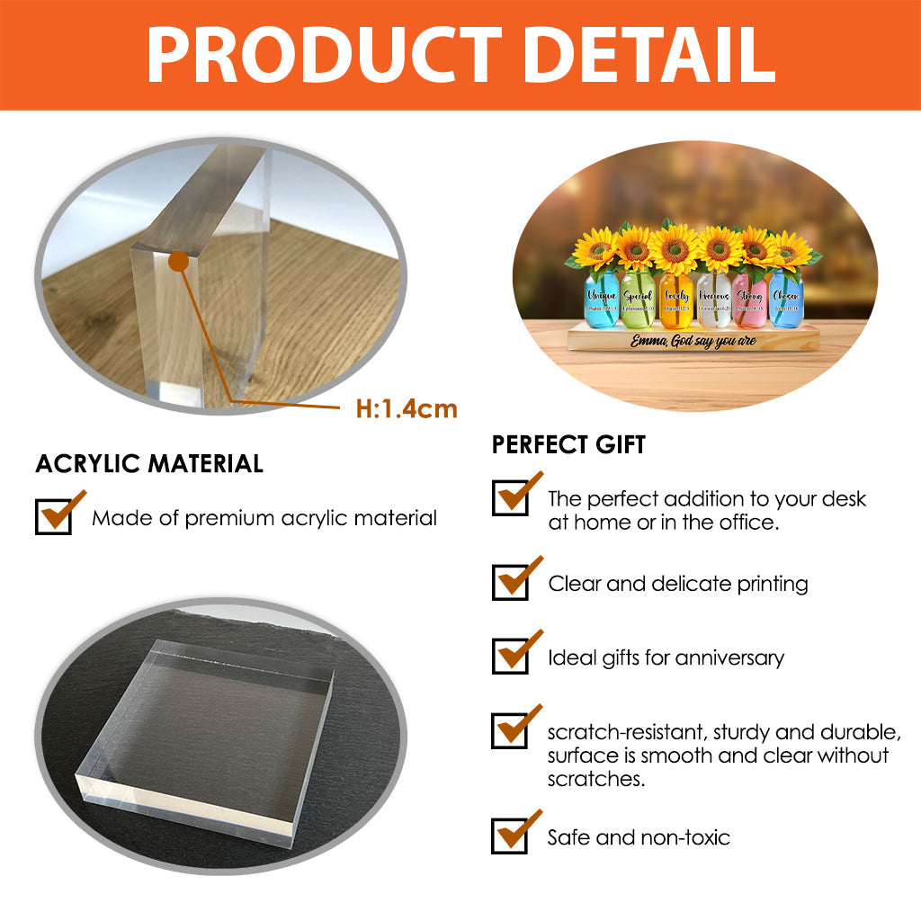 God Says You Are - Personalized Christian Custom Shaped Acrylic Plaque