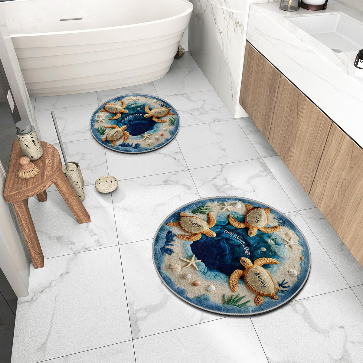 Our Family - Personalized Turtle Non-Slip Tufted Rug