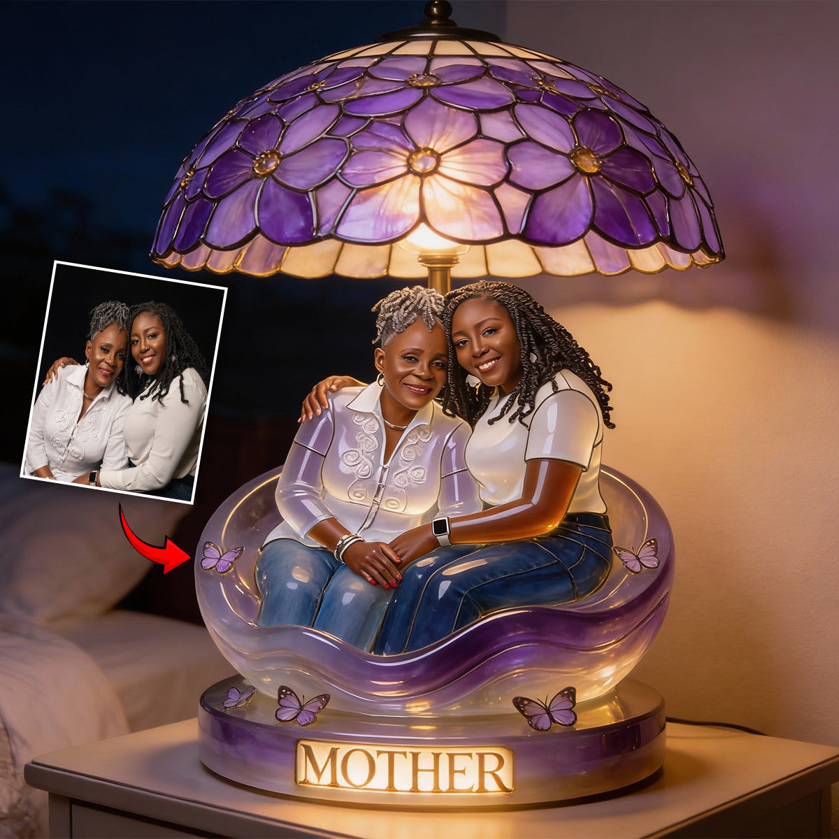Custom Any Photo Love You To The Moon And Back - Personalized Mother Acrylic LED Night Light
