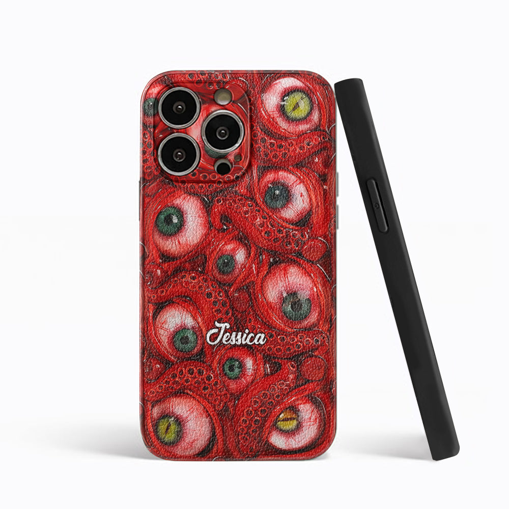 Horror Bloody Eyes - Personalized Halloween Leather Phone Case
