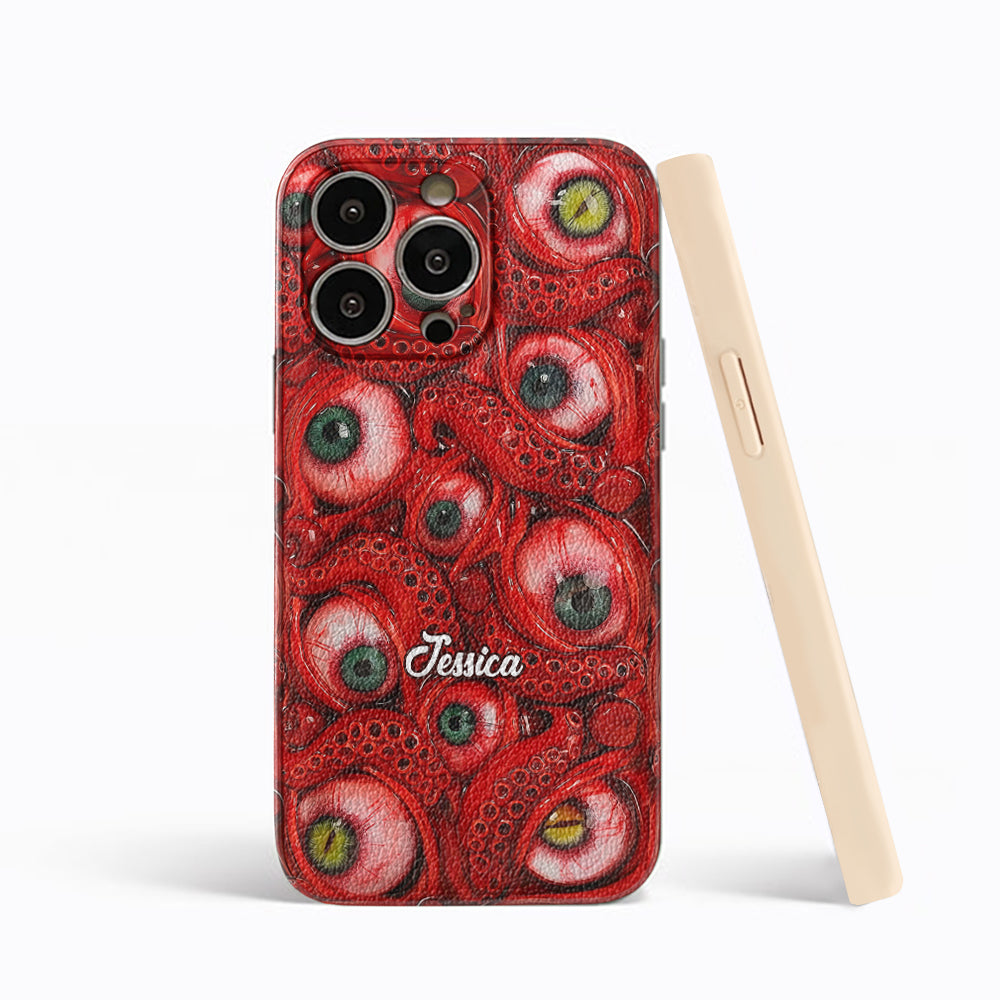 Horror Bloody Eyes - Personalized Halloween Leather Phone Case