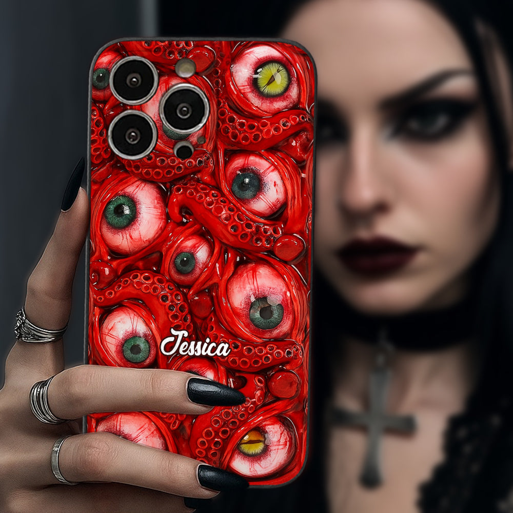 Horror Bloody Eyes - Personalized Halloween Leather Phone Case