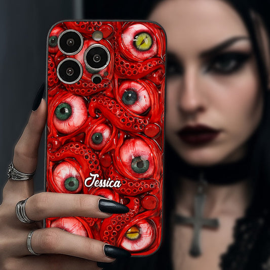 Horror Bloody Eyes - Personalized Halloween Leather Phone Case