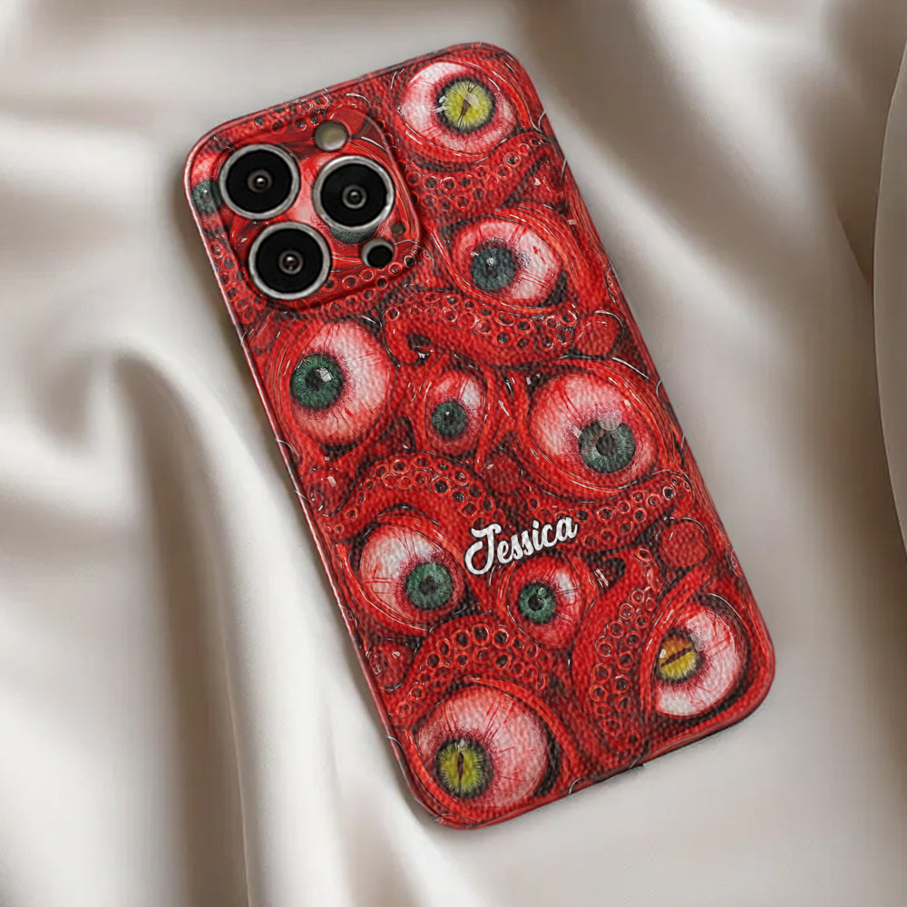 Horror Bloody Eyes - Personalized Halloween Leather Phone Case