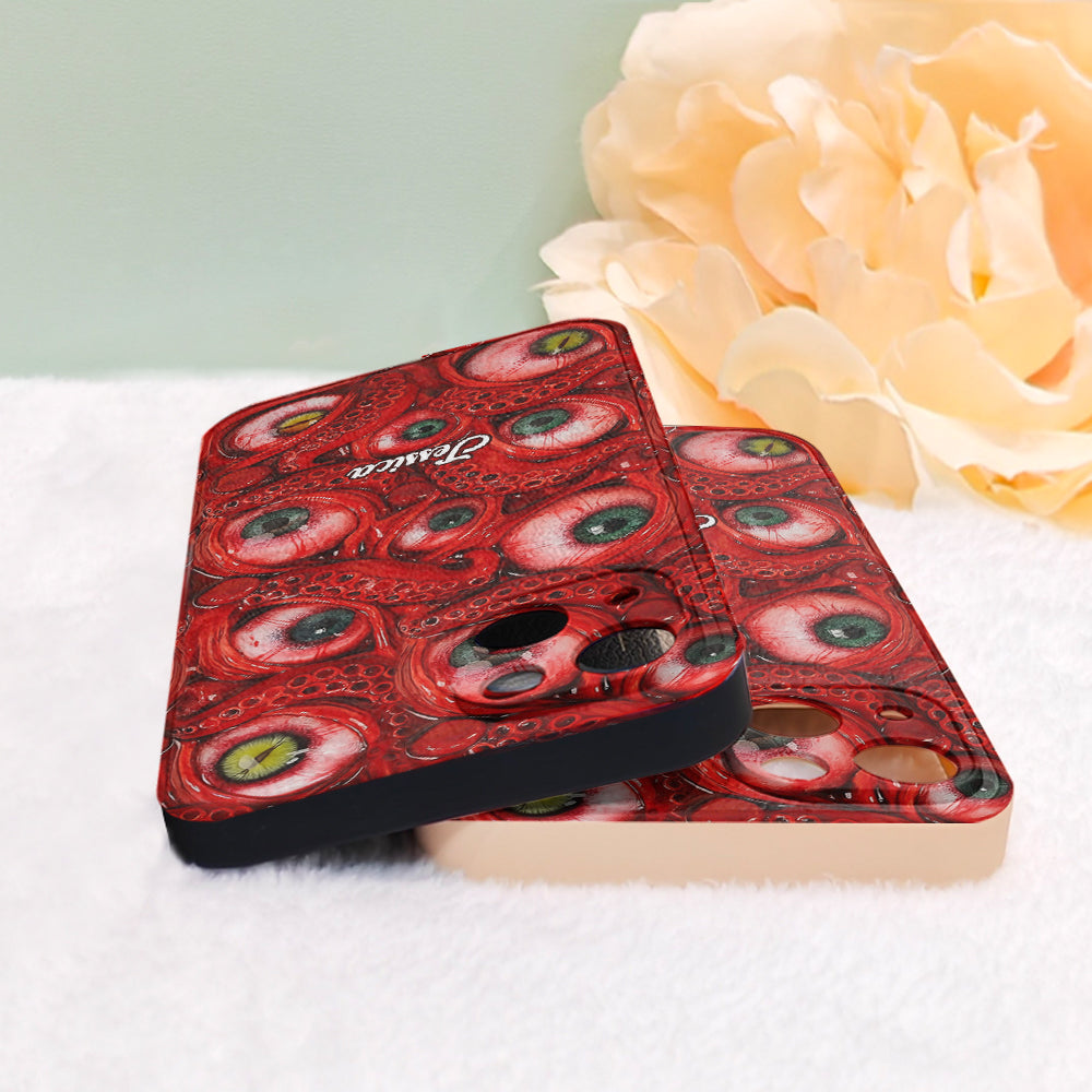 Horror Bloody Eyes - Personalized Halloween Leather Phone Case