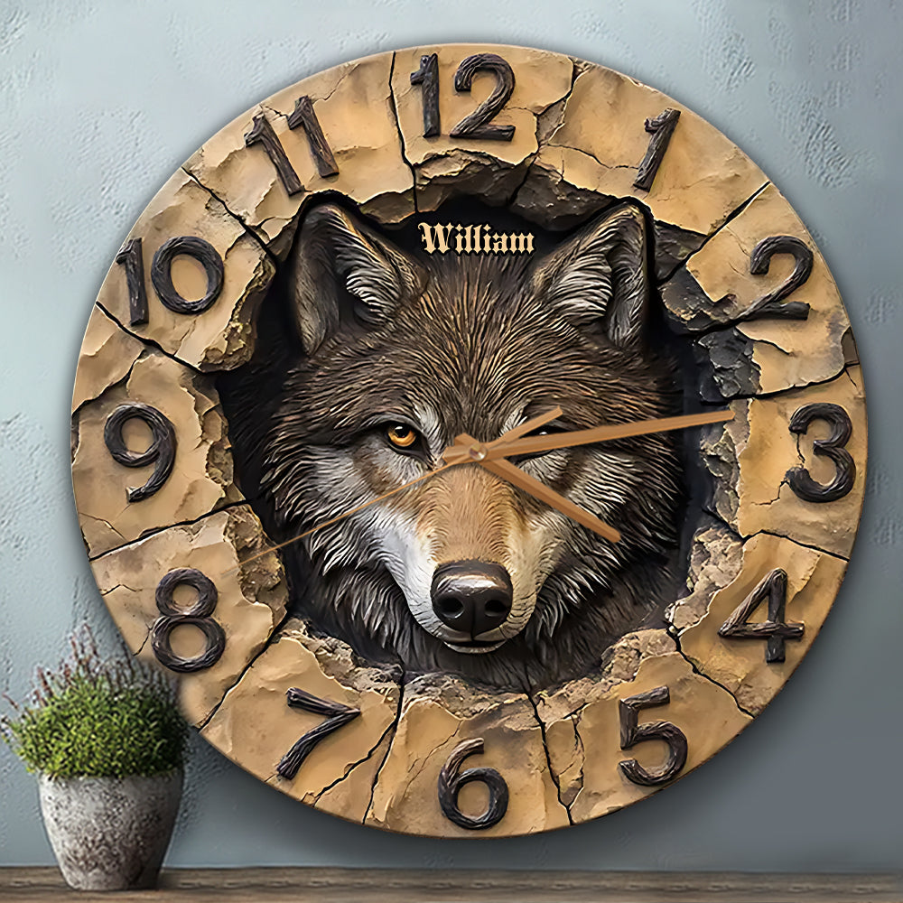 Cool Wolf - Personalized Wolf Wall Clock