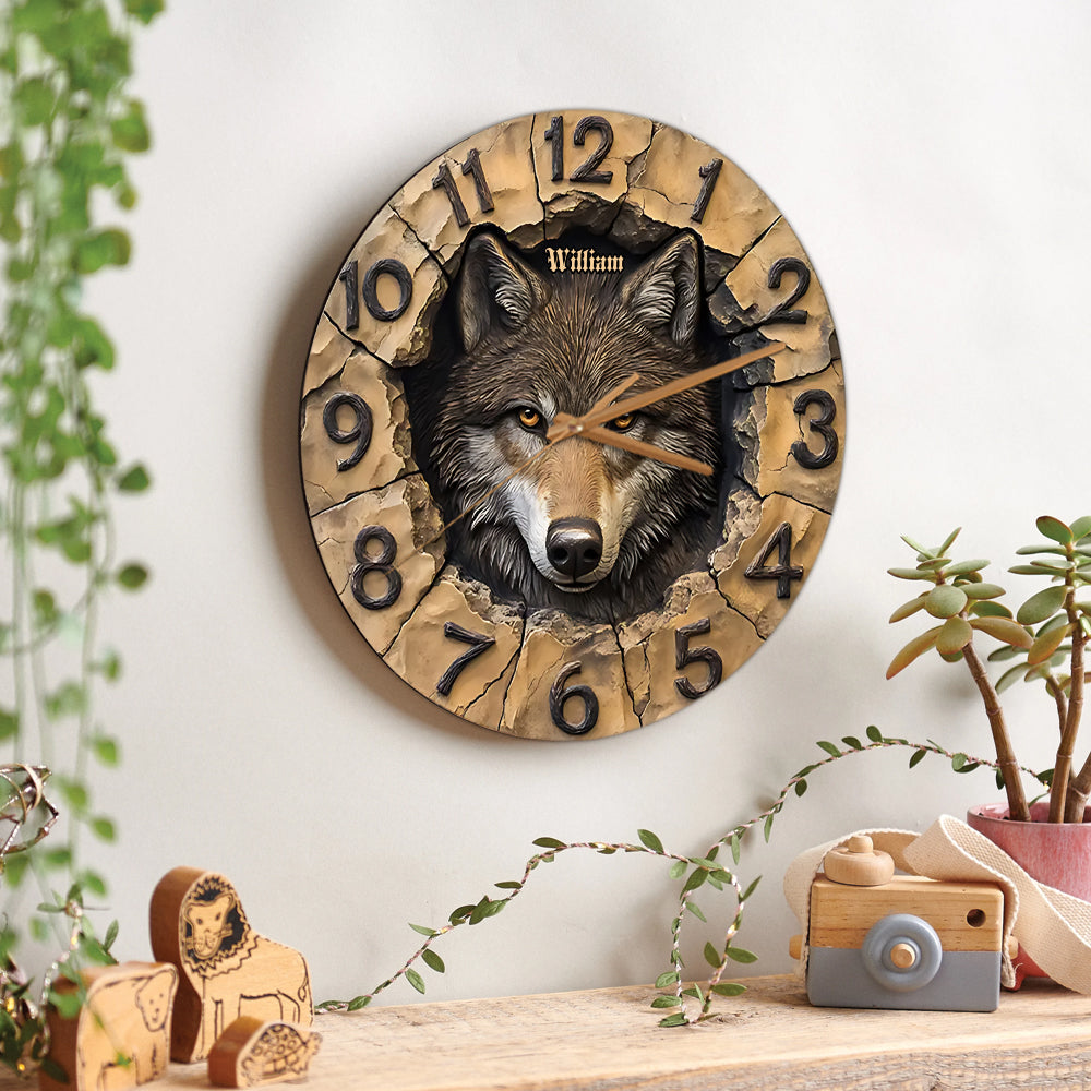 Cool Wolf - Personalized Wolf Wall Clock