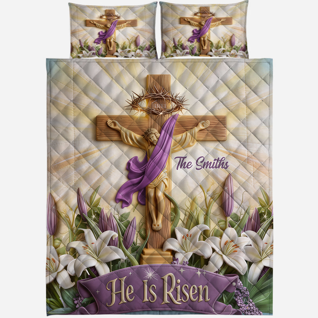 He Is Risen - Personalized Christian Quilt Set