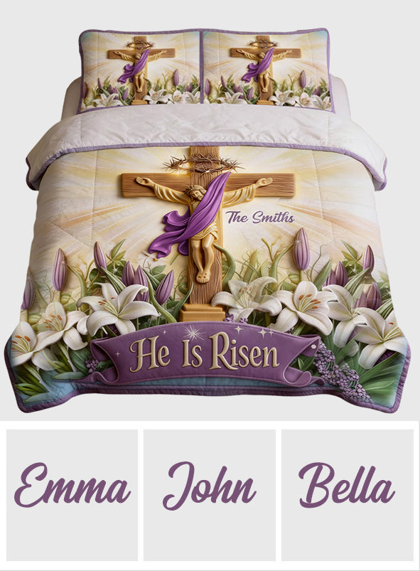 He Is Risen - Personalized Christian Quilt Set
