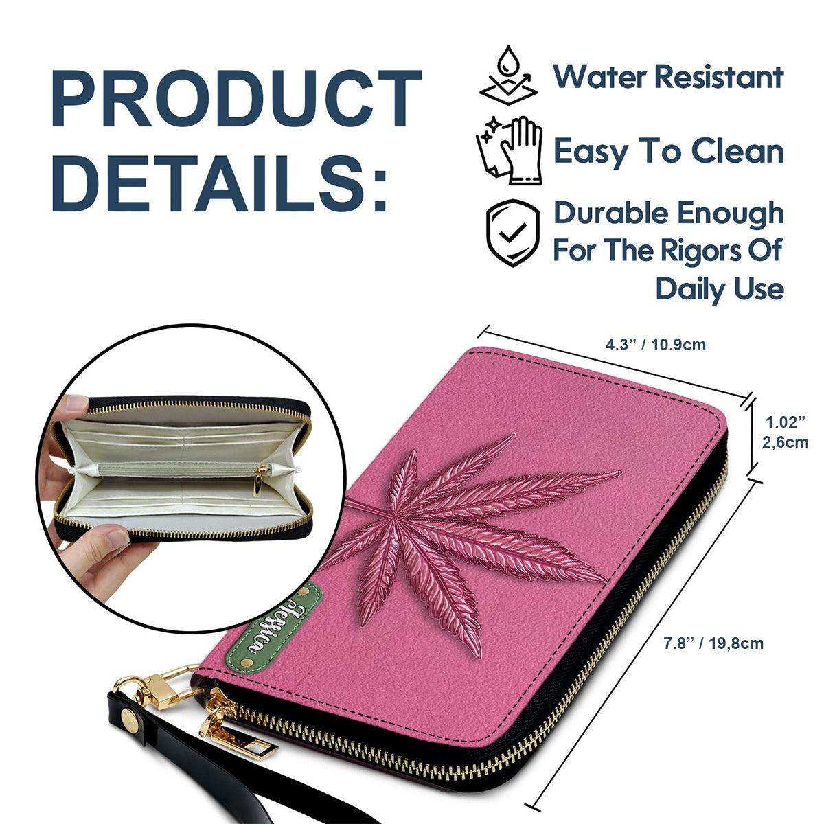Pink Stoner Chic - Personalized Weed Leather Long Wallet