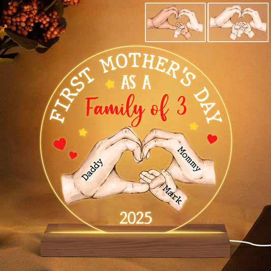 First Mother's Day As A - Personalized Mother Shaped Plaque Light Base