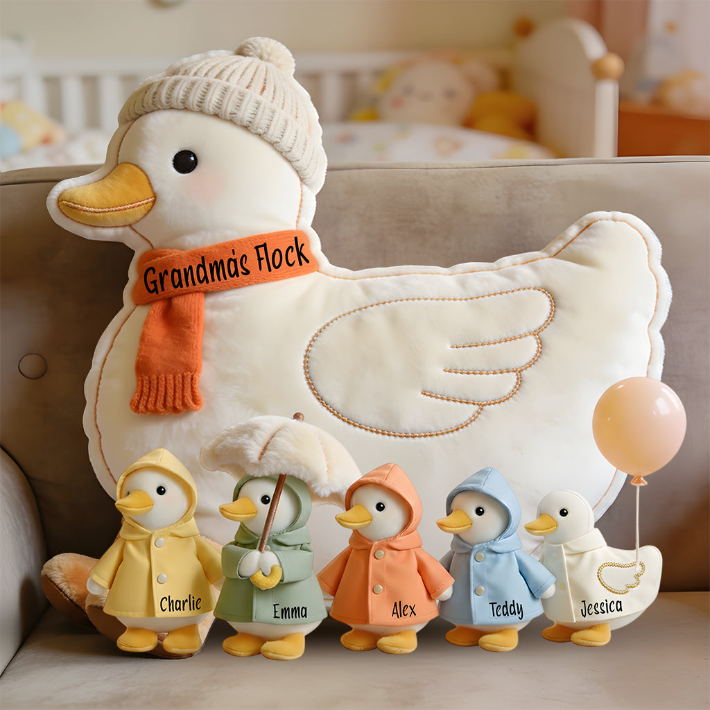 Grandma's Flock - Personalized Grandma Premium Faux Fur Pillow