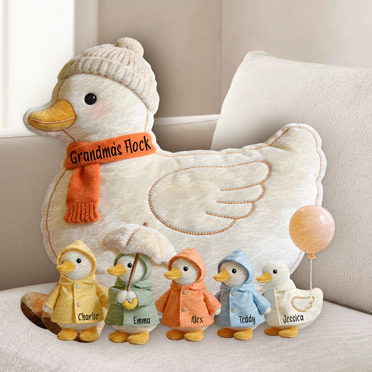 Grandma's Flock - Personalized Grandma Premium Faux Fur Pillow